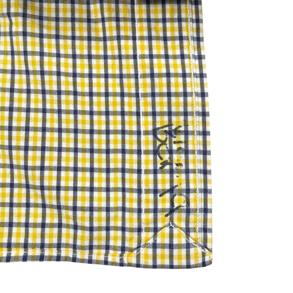 Ralph Lauren Blake Button Down Shirt Yellow Navy Check Cotton Mens XL - Picture 5 of 5